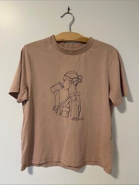 Simons Icône Dusty Pink Organic Cotton Short Sleeved Tee, with Motif, Medium